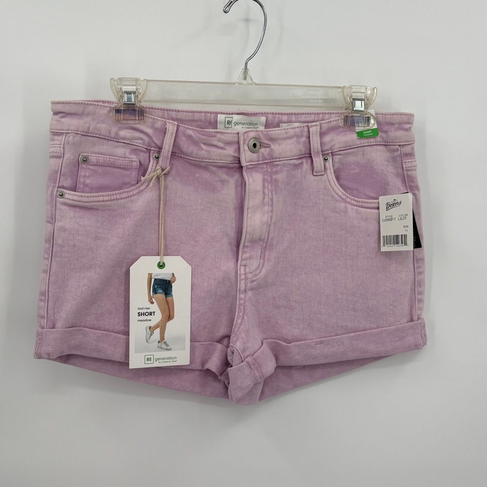 RE‎ generation Celebrity Pink Lilac Purple Mid Rise Meadow Denim Shorts Size 11